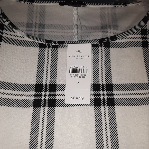 ATF White & Black Plaid Tie Waist Tunic Top. - Picture 4 of 4